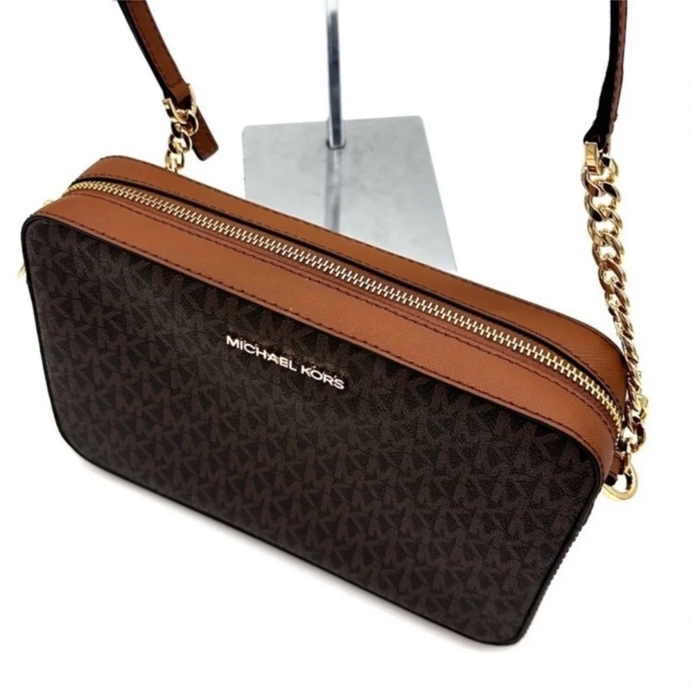 Michael Kors Large EW Crossbody Bag & Large Trifold Wallet Brown/ Gold
